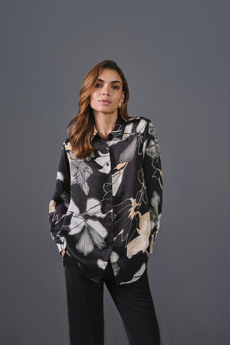 Luxe Printed Shirt, Black, image 1